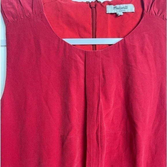 Madewell Red 100% Silk Shirred Dress Women’s Size 6 03501 - Picture 4 of 11